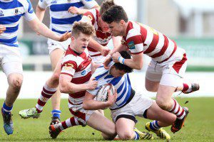 James Hill, Jake Gallagher and Conal Fallon tackle Frank Hopkins 16/3/2016